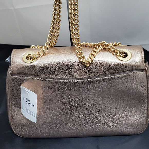 Coach Crinkle Metallic Cassidy Crossbody Rose Gold - Picture 2 of 7
